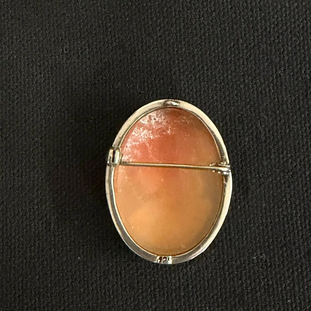 Classic Cameo Portrait Brooch - White and Tan